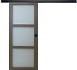 GD MENUISERIES - Porte Coulissante Gris Taupe RAL 7006 Vitee H204 x L73 cm, Rail Alu Bandeau noir, Coquilles Noir - vignette