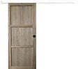 GD MENUISERIES - Porte Coulissante bois Frake 3 Panneaux H204 x L83 cm, rail alu bandeau blanc, coquilles Noir - vignette