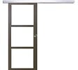 GD MENUISERIES - Porte Coulissante Gris Taupe RAL 7006 Vitrage transparent H204 x L83 cm, Rail Alu, Coquilles - vignette