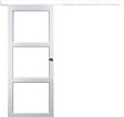 GD MENUISERIES - Porte Coulissante Kenya Blanc Vitrage transparent H204 x L73 cm, Rail Alu bandeau blanc, Coquilles - vignette