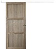 GD MENUISERIES - Porte Coulissante bois Frake 3 Panneaux H204 x L73 cm, rail alu bandeau blanc, coquilles - vignette