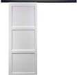 GD MENUISERIES - Porte Coulissante Korya Blanc 3 panneaux H204 x L93 cm, Rail Alu bandeau noir - vignette