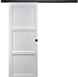 GD MENUISERIES - Porte Coulissante Korya Blanc 3 panneaux H204 x L73 cm, Rail Alu bandeau noir, Coquilles Noir - vignette