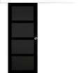 GD MENUISERIES - Porte Coulissante Telia noir 4 panneaux H204 x L83 cm, Rail Alu bandeau blanc, Coquilles - vignette