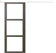 GD MENUISERIES - Porte Coulissante Gris Taupe RAL 7006 Vitrage transparent H204 x L83 cm, rail bandeau blanc - vignette