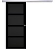 GD MENUISERIES - Porte Coulissante Telia noir 4 panneaux H204 x L83 cm, Rail Alu, Coquilles - vignette