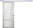 GD MENUISERIES - Porte Coulissante Greyria Gris Clair Vitrée H204 x L83 cm, Rail Alu, Coquilles - vignette