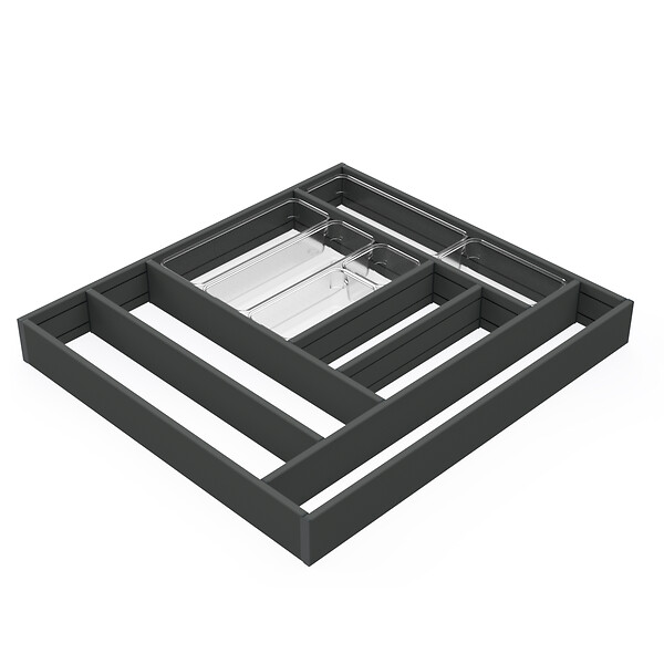EMUCA - Organisateur de tiroirs Alumount 600x500, Aluminium, Gris antracite - large