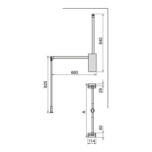 EMUCA - Penderie rabattable pour armoire Sway, 600 - 830mm,  Acier, Aluminium et Plastique, Peint en titane - large