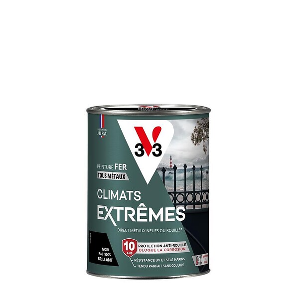 V33 PEINTURE - Peinture fer Climats Extrêmes Brillant Noir Pot 0.25l - large