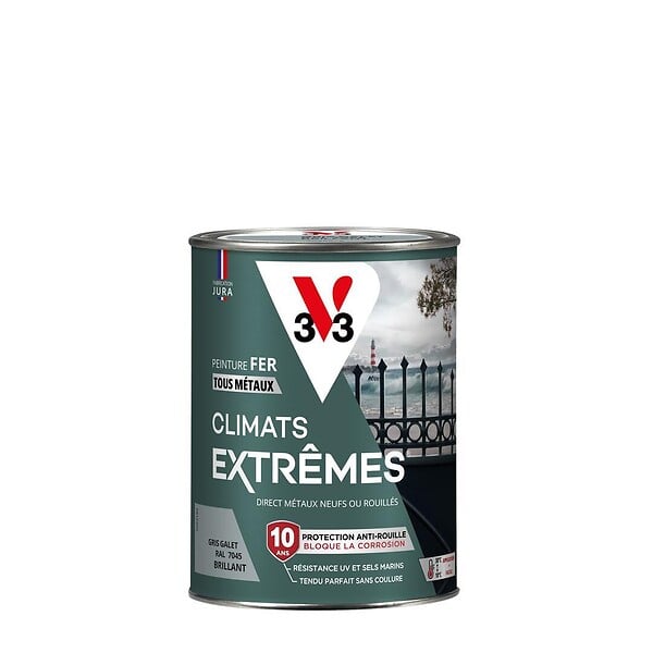 V33 PEINTURE - Peinture fer Gris Galet - Brillant - 0,25L - large