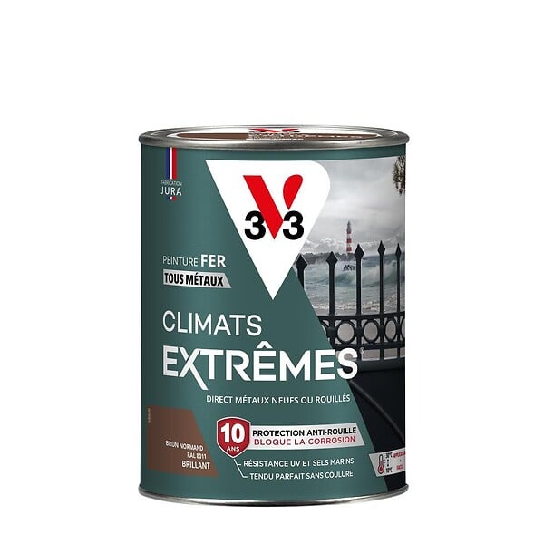 V33 PEINTURE - Peinture fer Climats extrêmes - Brun normand - 1.5L - large