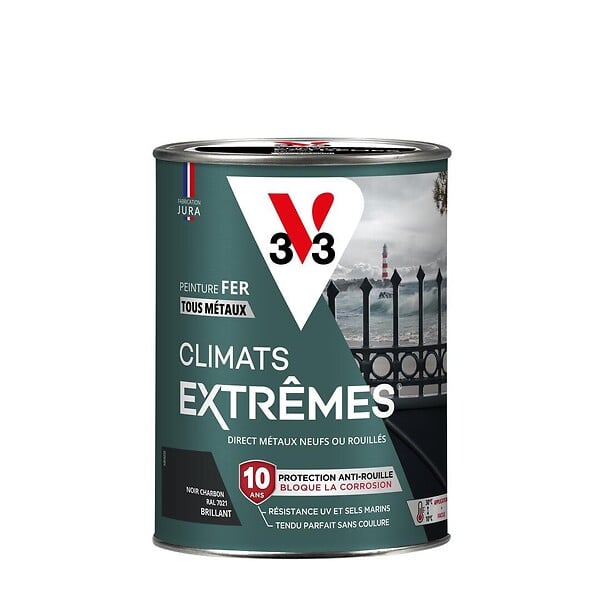 V33 PEINTURE - Peinture fer - Climats extrêmes - Noir charbon - 1.5L - large