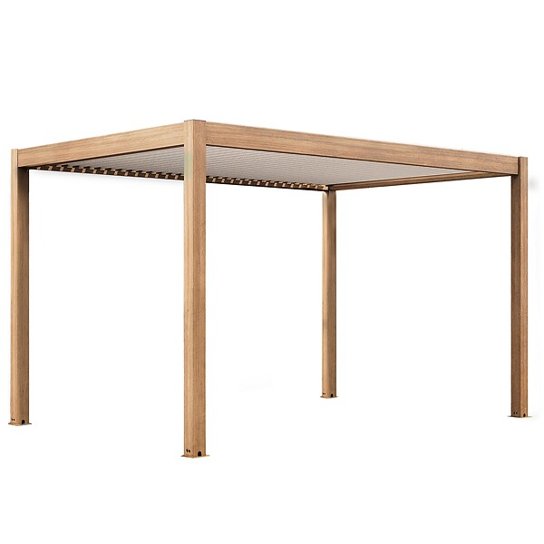 OVIALA - Pergola bioclimatique autoportée motorisée et éclairée 3x4m et 1 store - Kavala - large