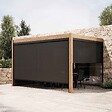 OVIALA - Pergola bioclimatique adossée 3x4m et 3 stores en bois gris - Oia - vignette