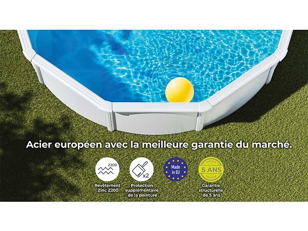 GRE - Kit piscine acier blanc Gré Atlantis ronde 3,70 x 1,32 m + Bâche hiver - large