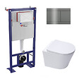 SWISS AQUA TECHNOLOGIES - Swiss Aqua Technologies Pack WC bâti-autoportant + WC Infinitio sans bride + Abattant softclose + plaque en acier inoxydable, revêtement PVD, Gun Metal - vignette