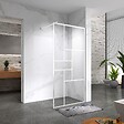 SANIVERRE - INEA Paroi douche Italienne blanche 80 x 200 cm style atelier, verre sérigraphié 8mm - vignette
