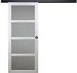 GD MENUISERIES - Porte Coulissante Tana blanc Vitrée H204 x L63 cm, Rail Alu bandeau noir, Coquilles - vignette