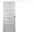 GD MENUISERIES - Porte Coulissante Tamera blanc 4 panneaux H204 x L93 cm, Rail Alu bandeau blanc, Coquilles - vignette