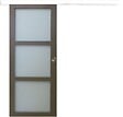 GD MENUISERIES - Porte Coulissante Gris Taupe RAL 7006 Vitrée H204 x L83 cm, Rail Alu Blanc, Coquilles - vignette