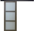 GD MENUISERIES - Porte Coulissante Gris Taupe RAL 7006 Vitrée H204 x L83 cm, Rail Alu Bandeau noir - vignette
