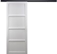 GD MENUISERIES - Porte Coulissante Tamera blanc 4 panneaux H204 x L83 cm, Rail Alu bandeau noir - vignette