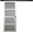 GD MENUISERIES - Porte Coulissante Tana blanc Vitrée H204 x L73 cm, Rail Alu bandeau noir, Coquilles - vignette