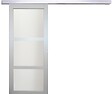 GD MENUISERIES - Porte Coulissante Greyria Gris Clair Vitrée H204 x L73 cm, Rail Alu - vignette
