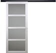 GD MENUISERIES - Porte Coulissante Tana blanc Vitrée H204 x L93 cm, Rail Alu bandeau noir - vignette