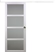GD MENUISERIES - Porte Coulissante Tana blanc Vitrée H204 x L83 cm, Rail Alu bandeau blanc, Coquilles - vignette
