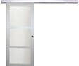 GD MENUISERIES - Porte Coulissante Greyria Gris Clair Vitrée H204 x L93 cm, Rail Alu, Coquilles - vignette