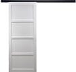 GD MENUISERIES - Porte Coulissante Tamera blanc 4 panneaux H204 x L73 cm, Rail Alu bandeau noir - vignette