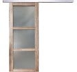 GD MENUISERIES - Porte Coulissante bois Frake Vitrée H204 x L83 cm, rail alu, coquilles - vignette