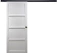GD MENUISERIES - Porte Coulissante Tamera blanc 4 panneaux H204 x L93 cm, Rail Alu bandeau noir, Coquilles - vignette