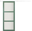 GD MENUISERIES - Porte Coulissante Vert Sauge RAL 6021 Vitrée H204 x L83 cm, rail bandeau blanc - vignette