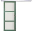 GD MENUISERIES - Porte Coulissante Vert Sauge RAL 6021 Vitrée H204 x L83 cm, Rail Alu, coquilles - vignette