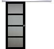 GD MENUISERIES - Porte Coulissante Telia Noir Vitrée H204 x L73 cm, Rail Alu, Coquilles - vignette