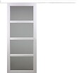 GD MENUISERIES - Porte Coulissante Tana blanc Vitrée H204 x L93 cm, Rail Alu bandeau blanc - vignette