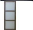 GD MENUISERIES - Porte Coulissante Gris Taupe RAL 7006 Vitee H204 x L73 cm, Rail Alu Bandeau noir - vignette
