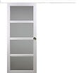 GD MENUISERIES - Porte Coulissante Tana blanc Vitrée H204 x L63 cm, Rail Alu bandeau blanc, Coquilles - vignette