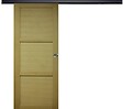 GD MENUISERIES - Porte Coulissante bois Ayous 3 Panneaux H204 x L83 cm, Rail alu Bandeau noir, coquilles - vignette