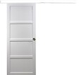 GD MENUISERIES - Porte Coulissante Tamera blanc 4 panneaux H204 x L63 cm, Rail Alu bandeau blanc, Coquilles - vignette