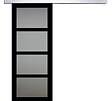 GD MENUISERIES - Porte Coulissante Telia Noir Vitrée H204 x L73 cm, Rail Alu - vignette