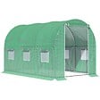 OUTSUNNY - Serre de jardin tunnel surface sol 6 m² 3L x 2l x 2H m châssis tubulaire renforcé porte zippée 6 fenêtres enroulables vert - vignette