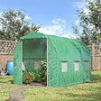 OUTSUNNY - Serre de jardin tunnel surface sol 6 m² 3L x 2l x 2H m châssis tubulaire renforcé porte zippée 6 fenêtres enroulables vert - vignette