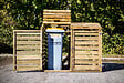 HABRITA - Cache poubelle double en bois - Marron - L.150xP.90xH.120cm - vignette