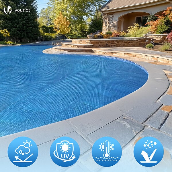 VOUNOT - Bache a bulle piscine 120 microns ronde decoupable Ø366cm bleu - large
