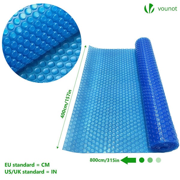VOUNOT - Bache a bulle piscine 120 microns rectangulaire decoupable 800x400cm bleu - large