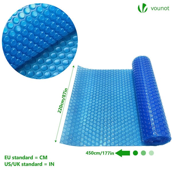 VOUNOT - Bache a bulle piscine 120 microns rectangulaire decoupable 450x220cm bleu - large